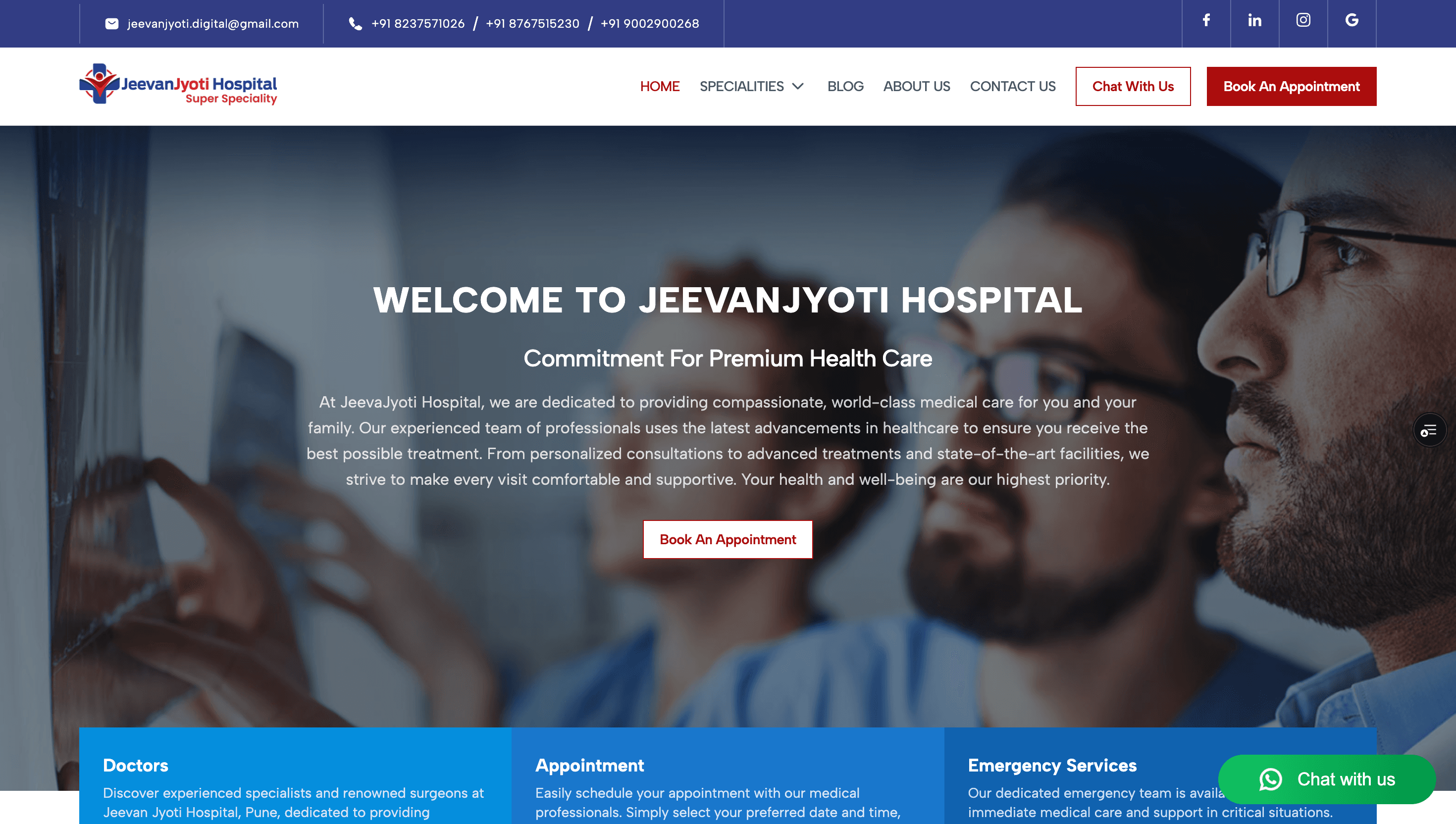 JeevanJyoti Hospital Website